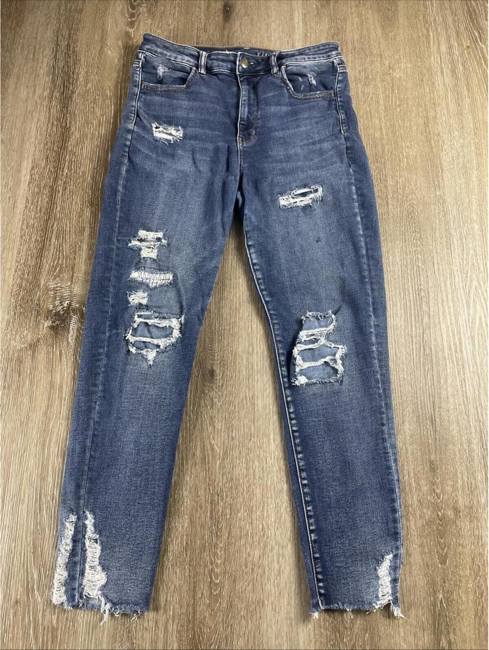 American Eagle Super High Rise Jegging Jeans Women's 10 Short Distressed